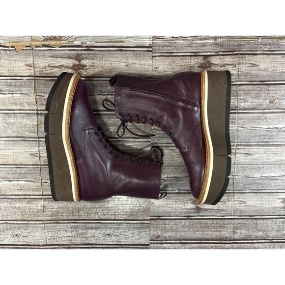 ROBERT CLERGERIE Berenice Leather Platform Boots Sz 40 US 9 burgundy made France - Picture 4 of 10